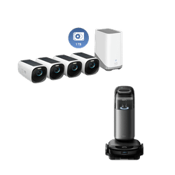eufy Robot Vacuum Omni S1 Pro + eufyCam S330 (eufyCam 3) 4-Cam Kit + 1 TB Hard Drive Black