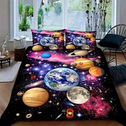 TEMU 2/3pcs Set Of Comfortable Starry System Earth-themed Bedding, Quilt Cover With Zipper Design, Machine Washable (1 Quilt Cover + 1/2 Pillowcases), No Filling