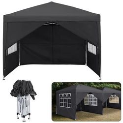 TEMU Folding Garden Gazebo 2. 5x2. 5m/3x3m With Side Panels & Carry Bag, Outdoor Tent With Uv Protection For Picnic, Party & Garden, /grey/green/white
