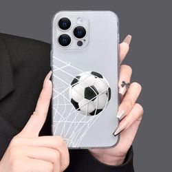 TEMU Football Pattern Mobile Phone Case Full-body Protection Shockproof Anti-fall Tpu Case Color:transparent.for Men And Women.for Iphone 15 14 11 Xs Xr X 7 8 Pro Max Se