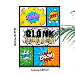 TEMU 1pc & Easy Diy Blank Comic Book - 20 Thick Pages, Fun Craft Activity For Adults & , Parties, Holidays & Birthday Gifts!, Creative Journaling | Vibrant Cover Art | Durable