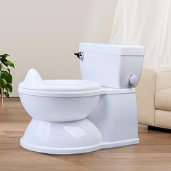 TEMU White Potty Training Toilet With Removable Seat Cover - Soft Cushioned Toilet Seat For , Easy- & Durable Construction, Safe & Comfortable Potty Training Aid For , Potty Training Seat
