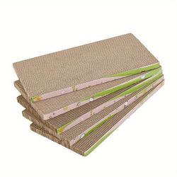 TEMU 5pcs Reversible Cat Scratching Boards - Large 43x22cm, Corrugated Cardboard With Fun Patterns (flowers, Leaves, Fruits), Dual-sided Claw Grinding Pads For Cats, Mess-free & Wear-resistant