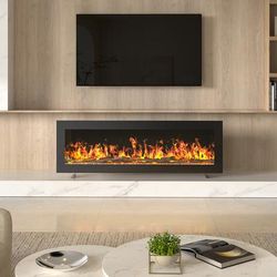 TEMU 2 In 1 Electric Fireplace, Freestanding, Wall Mounted, Recessed, 9 Colour Flame Effect, Media Wall Compatible, 900w - 1800w Heater, Remote Control