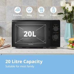 TEMU Comfee' Compact Microwave 700w - 20l Countertop Oven With Manual Timer, Rapid & Space-saving Design | For Dorms, Caravans & Spaces (cm-m202cc-bk)