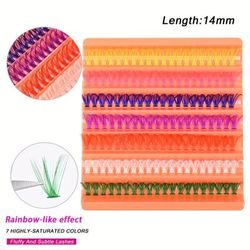 TEMU 140pcs Coloured False Eyelashes, Soft Fluffy Fox Hair, Natural Colour, C D 13-15mm, Cat Eye Cluster Extra Thick, Reusable, With Diy For Beginner, Cosplay, Stage Makeup Effect