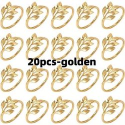 TEMU 20pcs Golden Reusable Napkin Rings - , Easy To Clean, Durable, And Versatile - Wedding, Party, Festival, Dinner Table Decoration, Eid Mubarak And Other Special Occasions