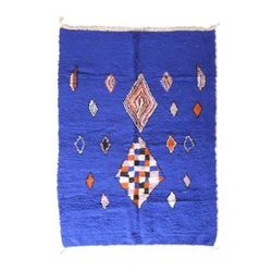 Tappeto moderno in lana marocchina blu 206 x 295 cm