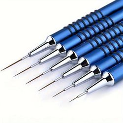 TEMU 6pcs Metal Handle Nail Art Brushes - Gel Polish Stripes, Thin Long Lines, Dotting Tools For Manicure Designs, Nail Art Supplies | Metallic Brushes | Durable Brushes, Nail Art Tools