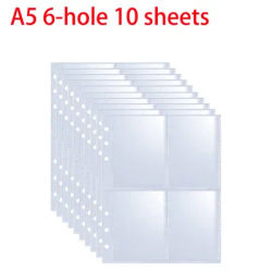 Matte Laser Model Replacement Pages 10pcs 1/2/4 Pocket 6 Holes A5 Binder Sleeves Single Sided Photo Stamp Card Page Protectors