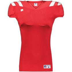 Russell Athletic R0100M Canton Football Jersey T-Shirt in True Red/White size XL | Polyester/Spandex Blend