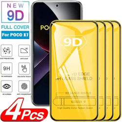 4Pcs HD Screen Protector For Xiaomi Poco X7 X6 X5 X4 Pro 5G 9D Tempered Glass For POCO F6 M6 F5 Pro