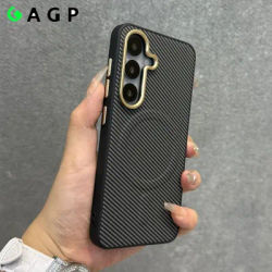 S25 Ultra Luxury for Magsafe Carbon Fiber Case For Samsung Galaxy S23 S24 Ultra S25 Plus Shockproof