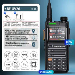 Baofeng UV26 Walkie Talkie GPS APSR Multi Band Bluetooth Programmazione Registrazione Wirless Frequenza di copia Tipo-C A lungo raggio Bidirezionale