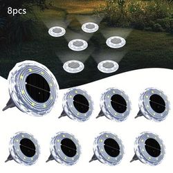TEMU 8pcs Solar Crystal Path Lights Outdoor, Warm White & Cool Light , Durable Abs Semi-embedded Lights For Garden, Patio, Pathway Decoration, Solar Outdoor Lights