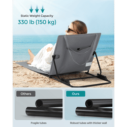 TEMU Set Of 2 Folding Beach Sunloungers, Beach Chairs Mats, Reclining Backrest, Lightweight Portable, For Pool, 158 X 55 Cm, Comfortable Cushioned Seat, Adjustable Backrest, Versatile For Outdoor Use