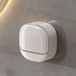 TEMU 1pc Waterproof Soap Dish With Drainage Box Adhesive Soap Dish Wall Mounted Drain Bar Holder