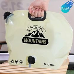 TEMU 7.99l Portable Water Container With Faucet - Foldable, Lightweight & Durable Pet Material, Ideal For Camping, Hiking, Travel & Outdoor Activities, Camping Water Jug