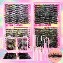 False eyelashes Clusters Natural Thick Volume eyelashes Extension Kit - High-Capacity Individual Lashes with Applicators