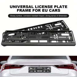 2pcs A license plate frame that meets British standards and EU standards, with a carbon fiber/Black texture.
