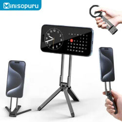 Minisopuru Magnetic Phone Tripod Stand Mini Portable Cell Phone Holde Aluminium Dual-sided Magnetic Smartphone Mount for iPhone