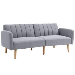 TEMU 2 Seater Sofa Bed, Convertible Linen Fabric Sofa Couch, Click Sofabed With Adjustable Split Backrest For Living Room, Bedroom, Light Grey, Couch For Living Room
