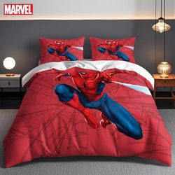 TEMU 3pcs Spiderman Patterned Bedding Set, Quilt Covers And Pillowcases Dormitory And Travel Supplies Soft And Comfortable All Seasons Does Not Include Quilt Pillow