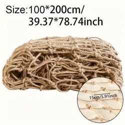 TEMU Heavy-duty Handmade Burlap Rope Netting For Home Decor & Outdoor Garden Fencing - Durable Support Mesh For Patio, Terrace, And , Garden Fencing Net