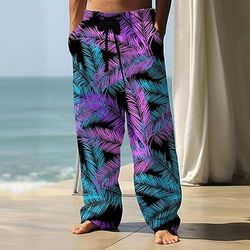 Per uomo Albero di Cocco Foglia di palma Piante Tropicali Pantaloni Pantaloni Larghi Pantaloni casual Misura del girovita medio Hawaiano Casual Vacanza Ferie Abbigliamento mare Coulisse Elastico in