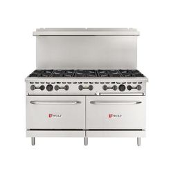 Wolf WX60-10BP 60" 10 Burner Commercial Gas Range w/ 2 Standard Ovens, Liquid Propane, 2 Standard-sized Ovens, LP Gas Powered, Stainless Steel, Gas Type: LP