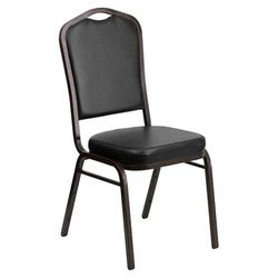 MoTak M003 Stackable Banquet Chair - Gold Steel Frame w/ Black Vinyl Back & Seat
