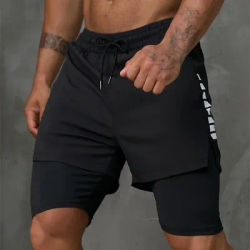 Men Running Shorts Gym Sports 2 In 1 shorts Quick Dry Workout Training Gym Fitness Jogging Short Pants Summer Outdoor sweatpants