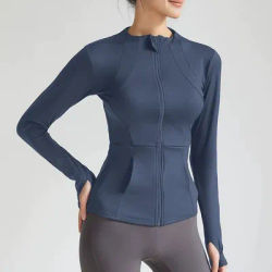 Women's Slim Fit Quick Dry Yoga Fitness Jacket Professional Running Sports Long Sleeve Top for Slimming Effect