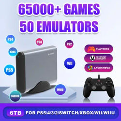6TB Portable Gaming HDD for PS5/Switch/Xbox/PS4/PS3/PS2/Wii/WiiU Video Game Console with 65000+Gmes Playnite&Launchbox&Retrobat