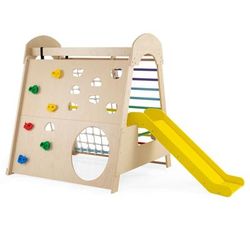 TEMU Goflame Indoor Jungle Gym Wooden Playground With Climbing Wall-colorful