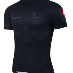 TEMU Men's Breathable Short Sleeve Cycling Jersey - Black, Moisture-wicking Polyester Blend, Quick-dry, Zip-up Front With Pockets, Mountain Biking & Road Racing