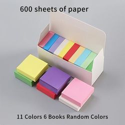 TEMU 600/1000/2000 Sheets Colorful Square Sticky Notes - Self-adhesive Memo, Suitable For Office, Study, And Home Organization, 11 Bright Colors, Easy For Leaving Messages And Reminders