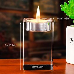 TEMU Personalized Crystal Glass Candle Holder, Engraved Photo Tabletop Decor, Romantic Finish, For Valentine's, Christmas, Thanksgiving, Father's & Day Gifts