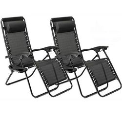 TEMU 2 Gravity Reclining Garden Chair Sun Beach Lounger Recliner Outdoor Black, Folding Lounge Chairs Sunbathing