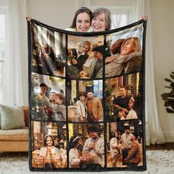 TEMU Personalized Photo Blanket - Custom Family Portrait & Holiday Gift, Soft Flannel Throw With Vintage , Machine Washable, Or Tv Blanket, Throw | Custom Photo Blanket | Soft Flannel Material