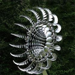 TEMU 1pc Kinetic 3d Wind Sculpture - Metal Leaf Design, No Electricity Needed, Garden Yard Art Decor, Outdoor Windmill For Yards And Gardens, Large Windmill For Outdoor Garde