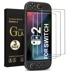 TEMU 3-pack Tempered Glass Screen Protector For Switch 2 (2025 Model), Anti-scratch Protection, Transparent 8-inch Display Guard For Gaming Experience, Glossy Finish, Durable Screen Cover