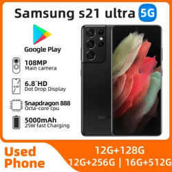 Samsung Galaxy S21 Ultra 5G G998U1 Android 6.8inch Screen CPU Snapdragon 888 108MP Camera Unlocked Used Phone