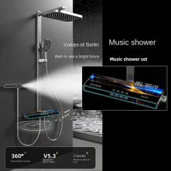 Ensemble de pomme de douche avec haut-parleur Bluetooth, affichage numérique, système de pomme de