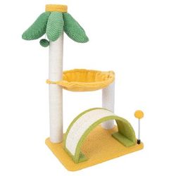 Yellow Palm Scratching Tree with Hammock TIAKI Cat Scratching Tree