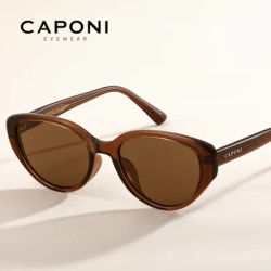 CAPONI Polarized Women Sunglasses Outdoor Fashion Vintage Design Brand Cat Eye Eyewear TR90 Brown UV400 SunGlasses Shade CP23096