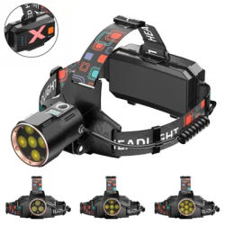Powerful LED Headlight 90° Adjustable Head USB Rechargeable Waterproof Head Torch Lamp Use 2*18650 for Camping Hiking Fishing