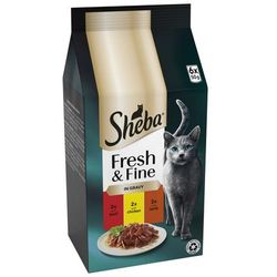 12x50g Beef, Chicken & Lamb in Gravy Fresh & Fine Mini Pouches Sheba Wet Cat Food