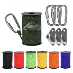 30m Reflective Paracord Tent Guyline Rope with Adjuster Tensioner Windproof Rope Accessorie For Outdoor Camping Tent Tarp Canopy