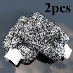 TEMU 2pcs Microfiber Car Wash Mitts - Non-slip, High-density Chenille Gloves For Effective Vehicle Cleaning, Scratch-free & , Wheels & Detailing, Car Wash Accessories, Without Battery